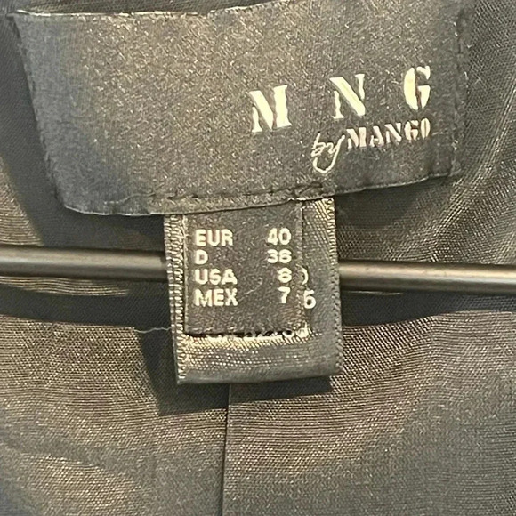 MNG by Mango Black Tuxedo Blazer, Satin Lapels, Lined, Size US 8/M - Picture 4 of 12